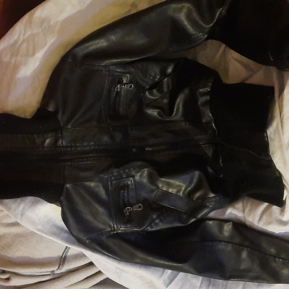 Miley Cyrus & Max Azaria black faux leather jacket XS